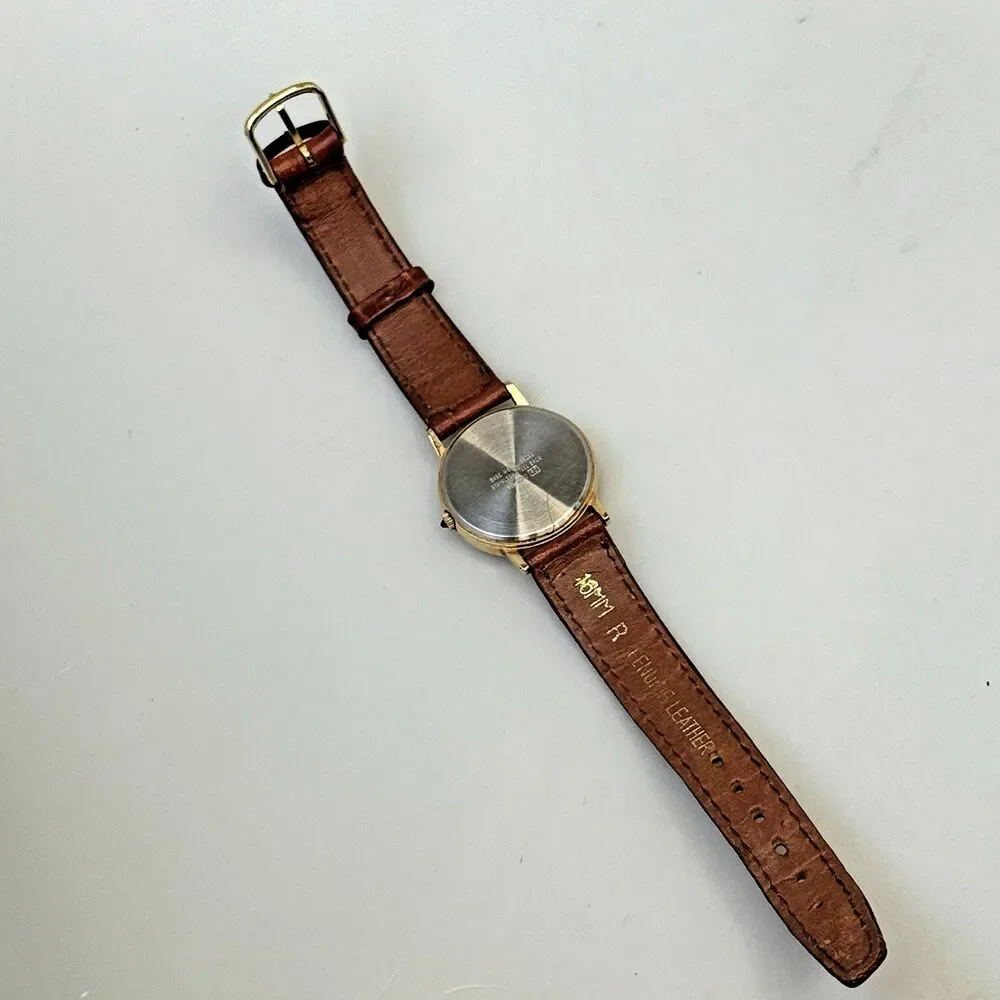 Vtg Lorus Seiko Mickey Mouse Quartz Watch V811-5410 Gold Tone Leather 30mm EUC